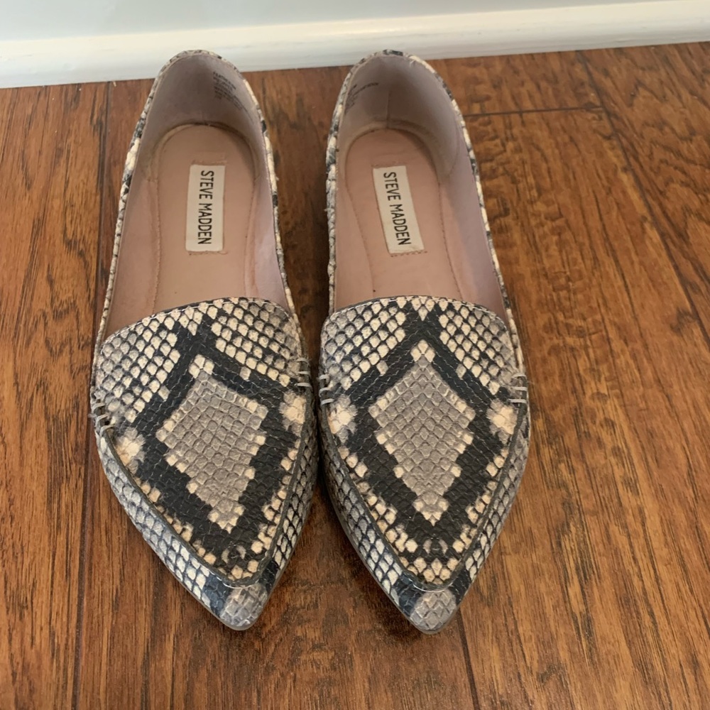 Worn Once Steve Madden Snake Pointy Flats - image 1